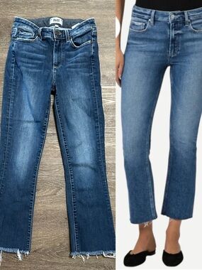 Paige COLETTE CROP FLARE Raw hem Blue Jeans Denim Size 26
